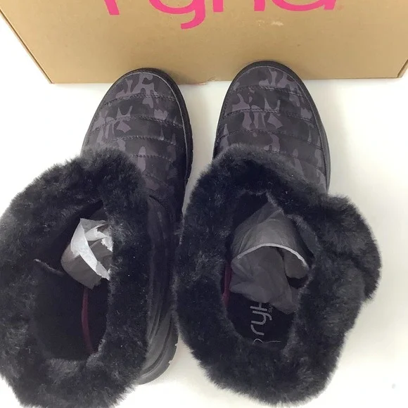 Ryka Suzy Quilted Faux Fur Pull On Booties‎ in Black Camo Size 8 New With Box - Picture 5 of 6